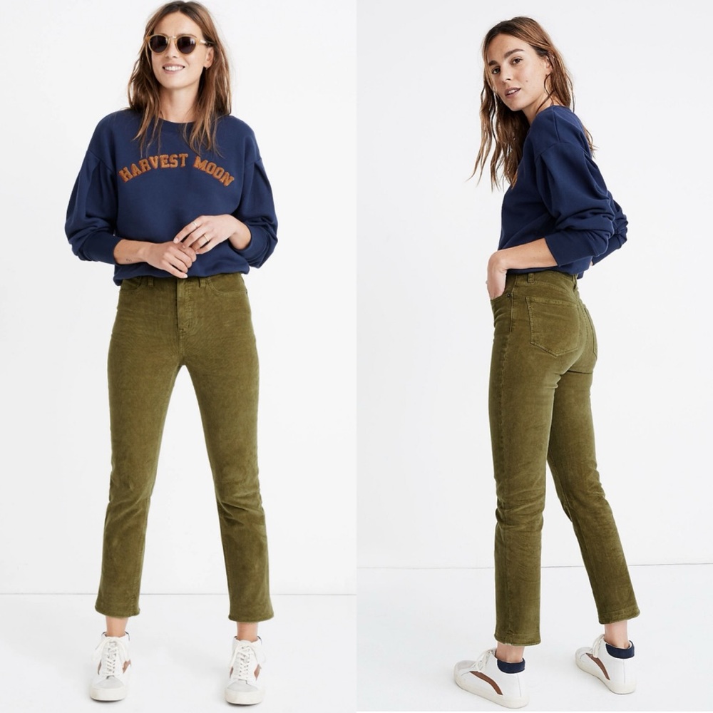 Madewell Olive Green Straight-Leg Corduroy Pants